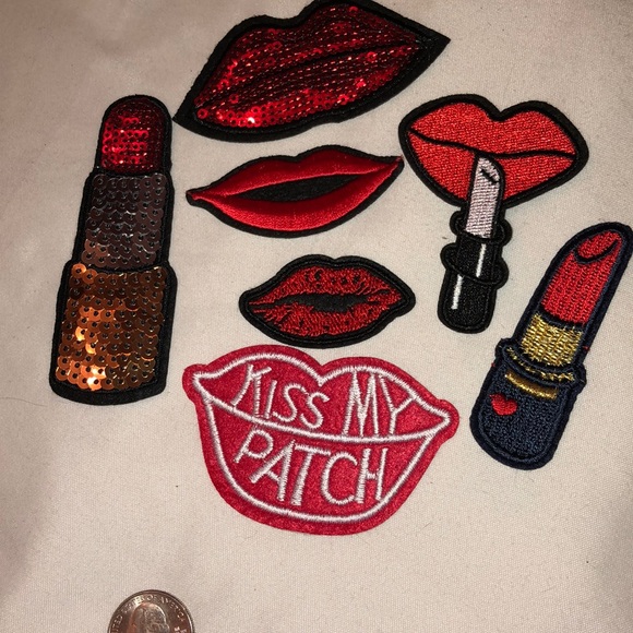 7 piece set iron on patches Lips Lipstick Mouth - Picture 1 of 2